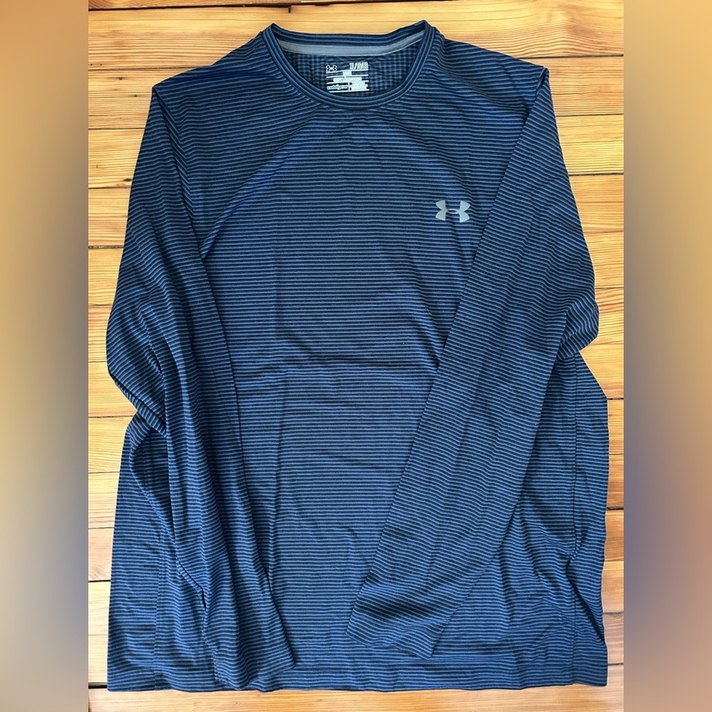 Under Armour Men's Navy Striped Long Sleeve Tee